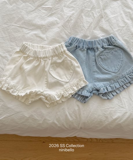 90[予約]ninibello heart frill denim pants