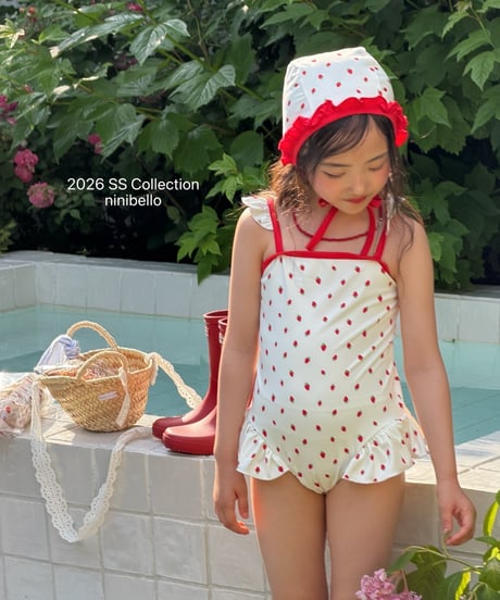 99[予約]ninibello rosie berry swimwear bonnet set
