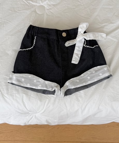 67[予約]ninibello love it half denim pants