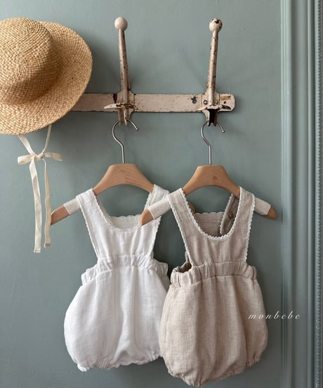83[予約]monbebe pure linen suspender suit