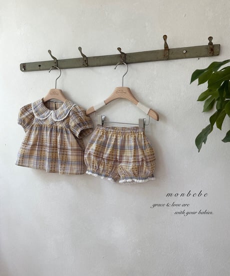 80[予約]monbebe check peony ballon shorts