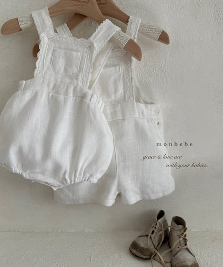 83[予約]monbebe pure linen suspender suit