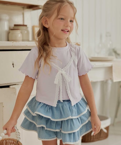 37[予約]melikey lace denim cancan skirt