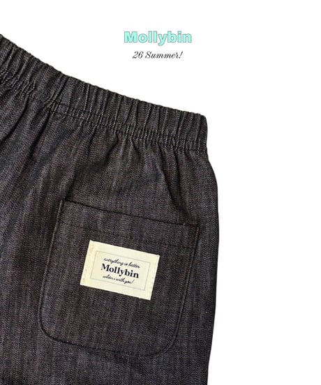 4[予約]Mollybin wide shirring pants