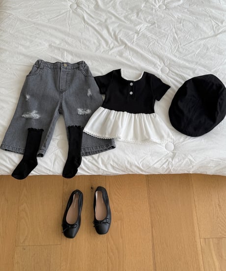 69[予約]ninibello damaged ice denim pants