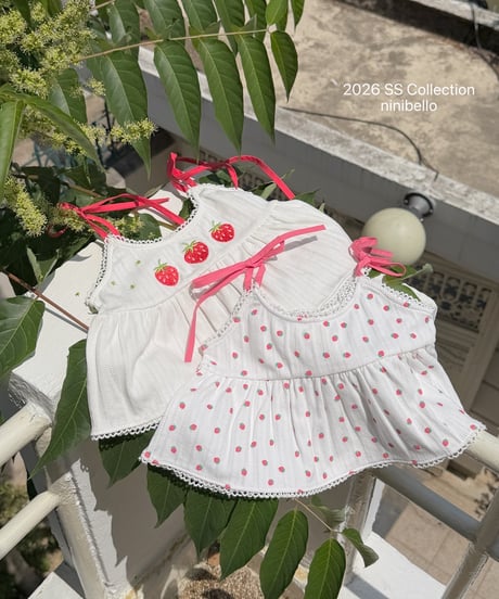 98[予約]ninibello berry eyelet blouse top