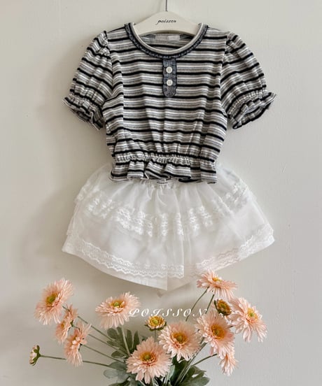 3[予約]poisson border puff tee