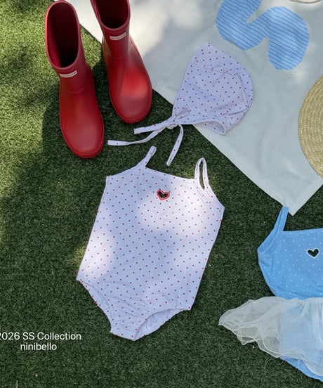 100[予約]ninibello candy dot swimwear bonnet set