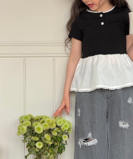 69[予約]ninibello damaged ice denim pants