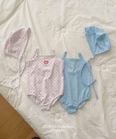 100[予約]ninibello candy dot swimwear bonnet set