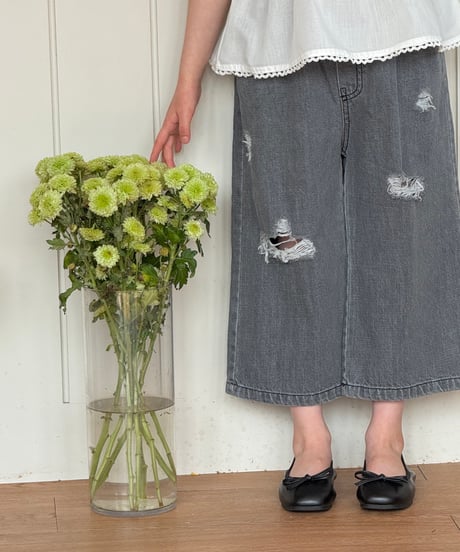 69[予約]ninibello damaged ice denim pants