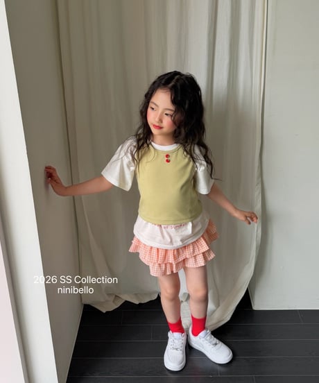 88[予約]ninibello tomato button sleeveless top