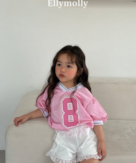 6[予約]ELLYMOLLY mesh puff v-neck t