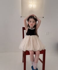 19[予約]aiai black combination dot dress