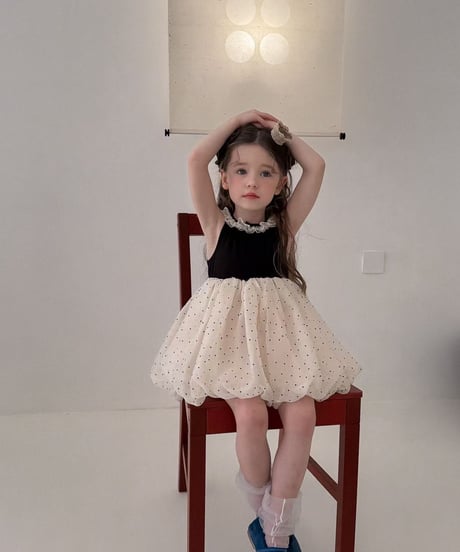 19[予約]aiai black combination dot dress