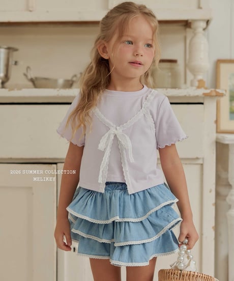 37[予約]melikey lace denim cancan skirt
