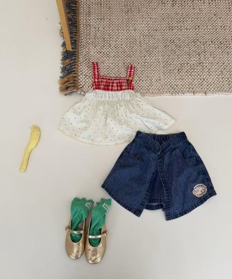 46[予約]aiai denim asymmetrical wrap skirt pants