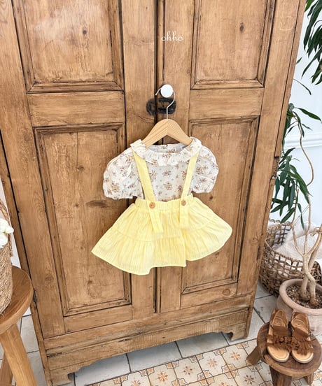 12[予約]ohho eyelet shirring string skirt