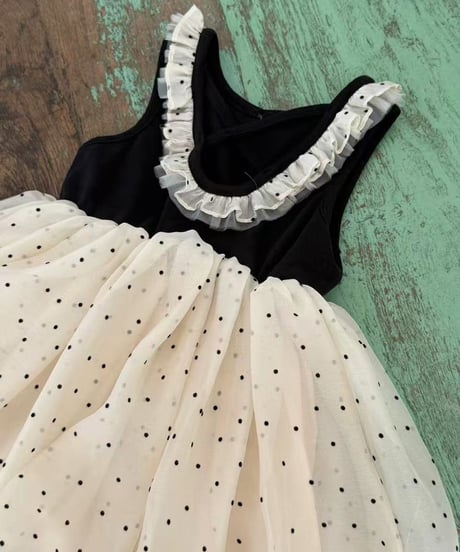 19[予約]aiai black combination dot dress