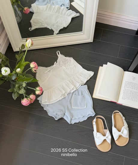 90[予約]ninibello heart frill denim pants