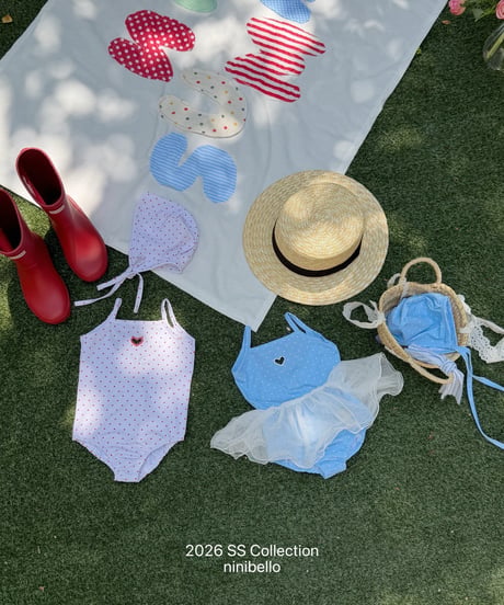 100[予約]ninibello candy dot swimwear bonnet set