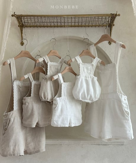 83[予約]monbebe pure linen suspender suit