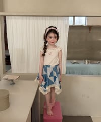 38[予約]aiai blue patchwork skirt