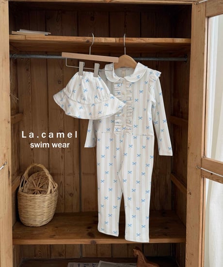20[予約]La.camel blue ribbon swimwear