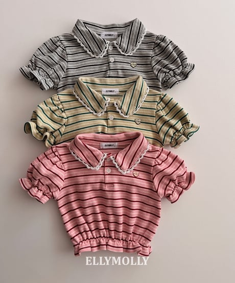 252[予約]ELLYMOLLY curling collar frill t