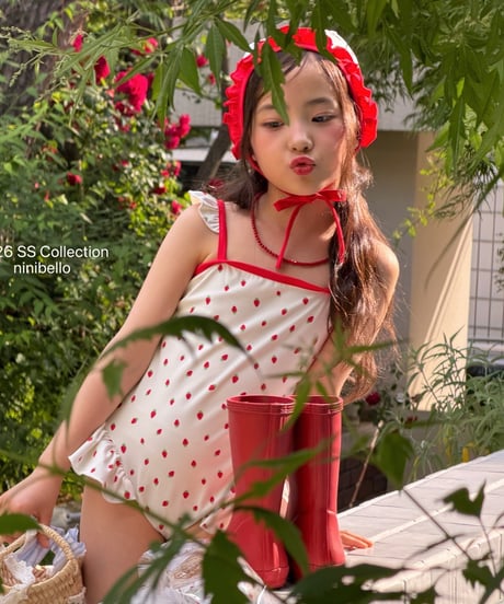 99[予約]ninibello rosie berry swimwear bonnet set