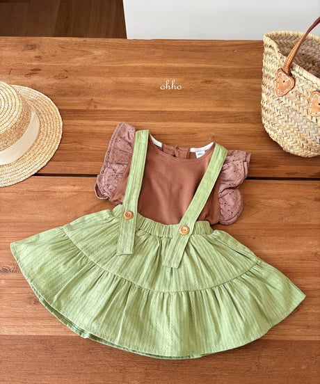 12[予約]ohho eyelet shirring string skirt