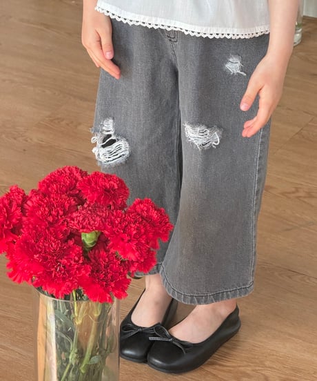 69[予約]ninibello damaged ice denim pants
