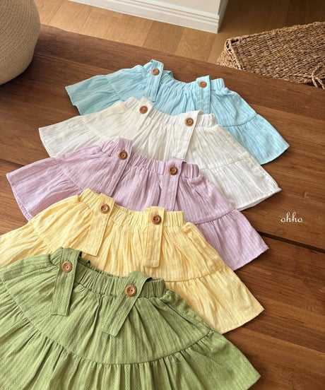 12[予約]ohho eyelet shirring string skirt
