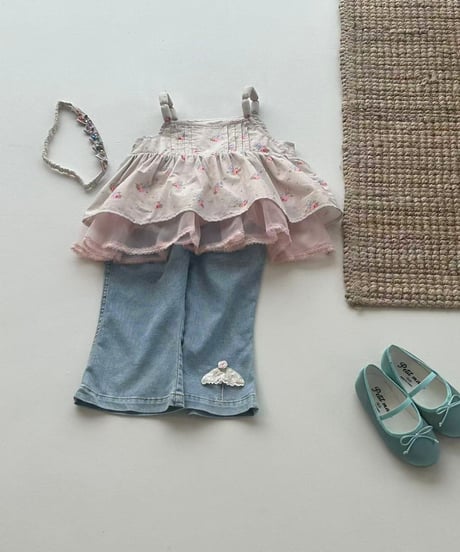 55[予約]aiai pink flower tulle blouse