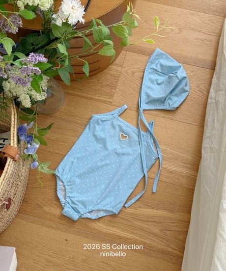 100[予約]ninibello candy dot swimwear bonnet set