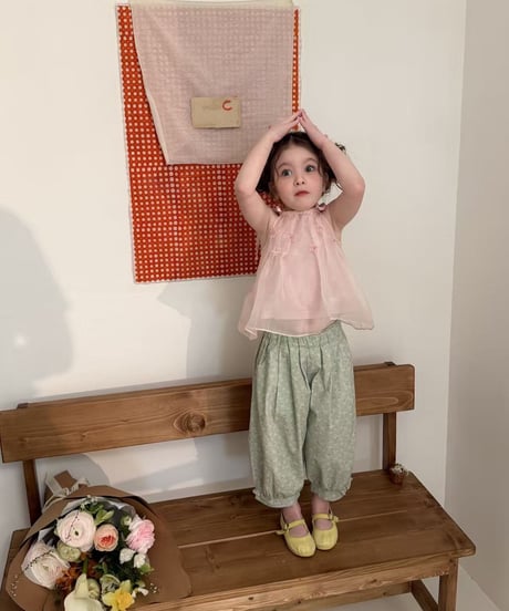 47[予約]aiai peach chiffon flower blouse