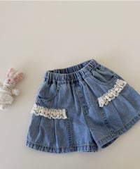 18[予約]mydaughter lace pocket denim shorts