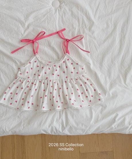 98[予約]ninibello berry eyelet blouse top