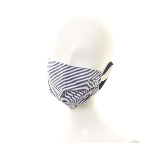 抗ウイルス性不織布内蔵マスク　ブルーｘ白/ラインストーン  #78A
