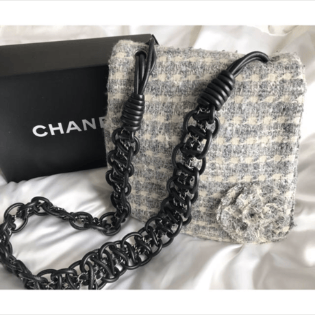 シャネル CHANEL カメリア　ツイードショルダーバッグ