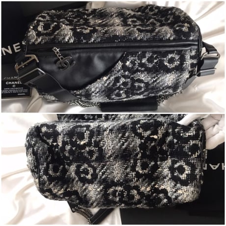 シャネル CHANEL カメリア柄　ツイードチェーンバッグ