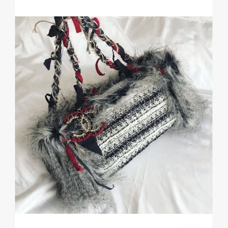 シャネル CHANEL ファンタジーファー　ツイードショルダーバッグ