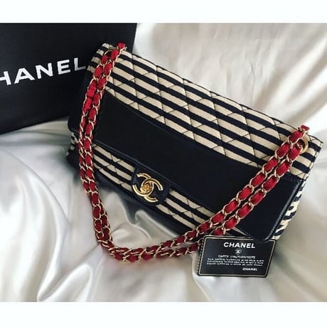 シャネル CHANEL ボーダー　フラップバッグ