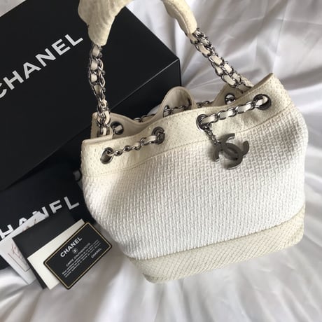 シャネル CHANEL パイソン×キャンバス  巾着バッグ