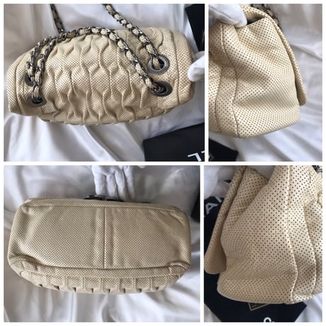 シャネル CHANEL メタリックカラーレザー　パンチングショルダーバッグ