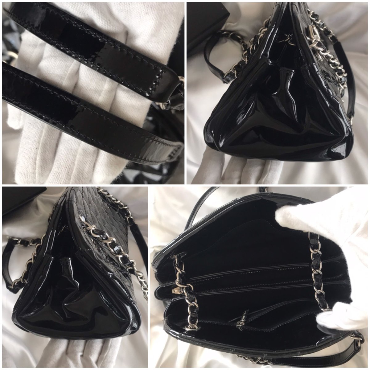 CHANEL ブラックエナメルチェーンバッグ 楽天市場】【中古】 シャネル チェーンショルダーバッグ