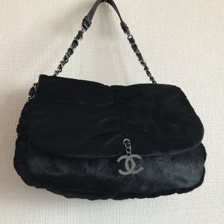 シャネル CHANEL ハラコ×ラムスキン  ショルダーバッグ