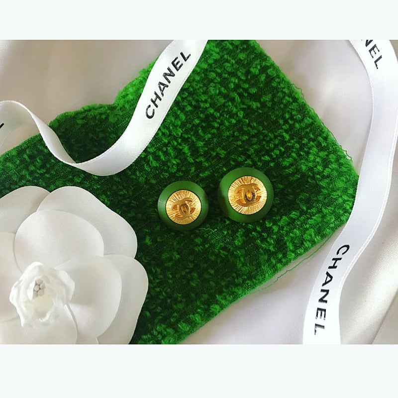 【 激レア☆ 】 シャネル　ロングコート　ココマーク　金ボタン　グリーン 激レア☆ 】 シャネル ロングコート ココマーク 金ボタン グリーン 激