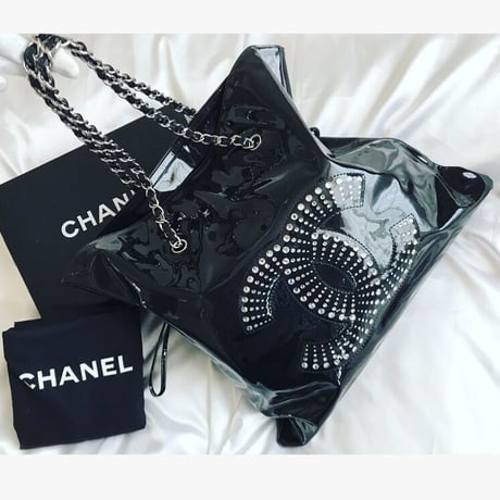 シャネル CHANEL ラインストーン エナメルチェーンバッグ