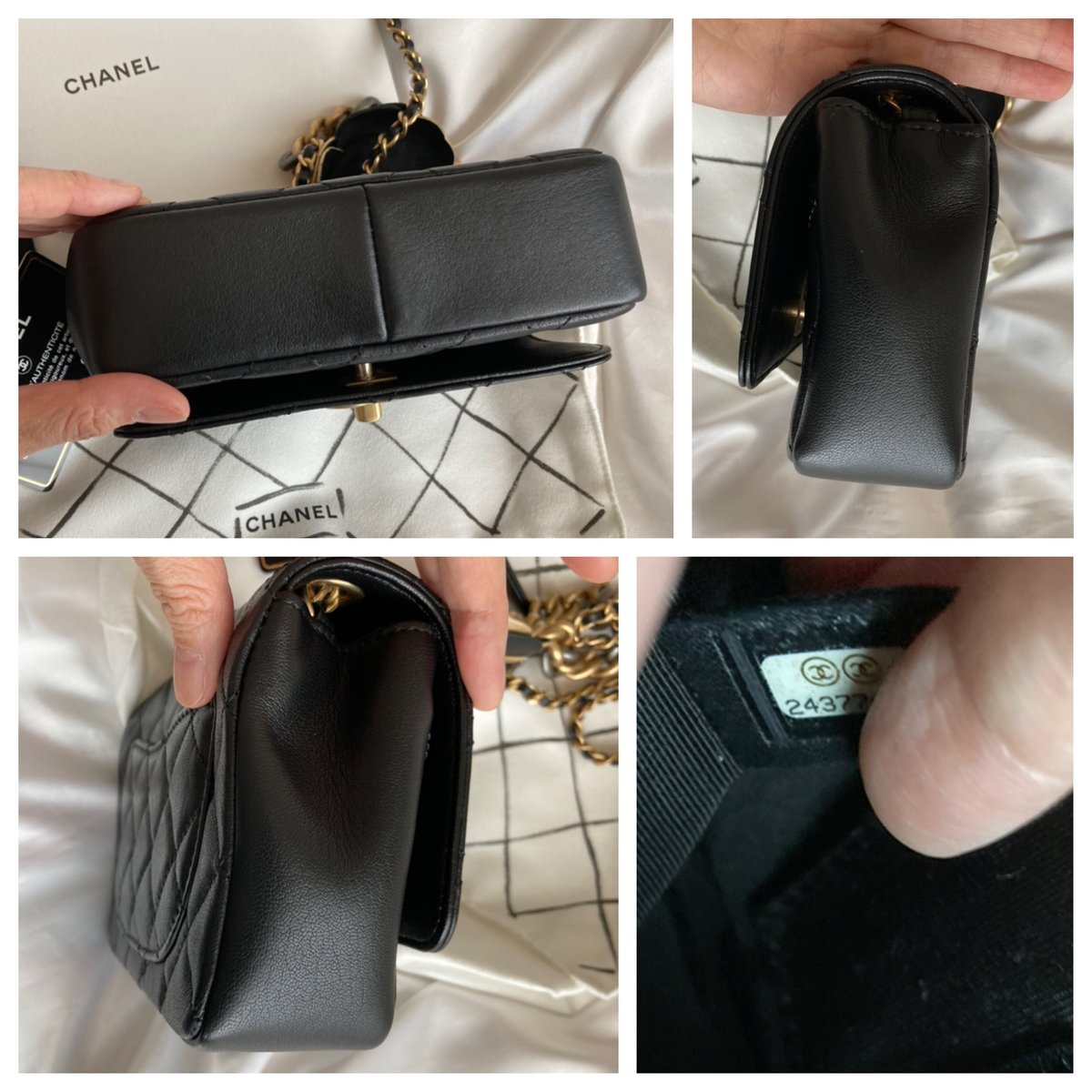 シャネル CHANEL ミニマトラッセ カメリア付き チェーンバッグ